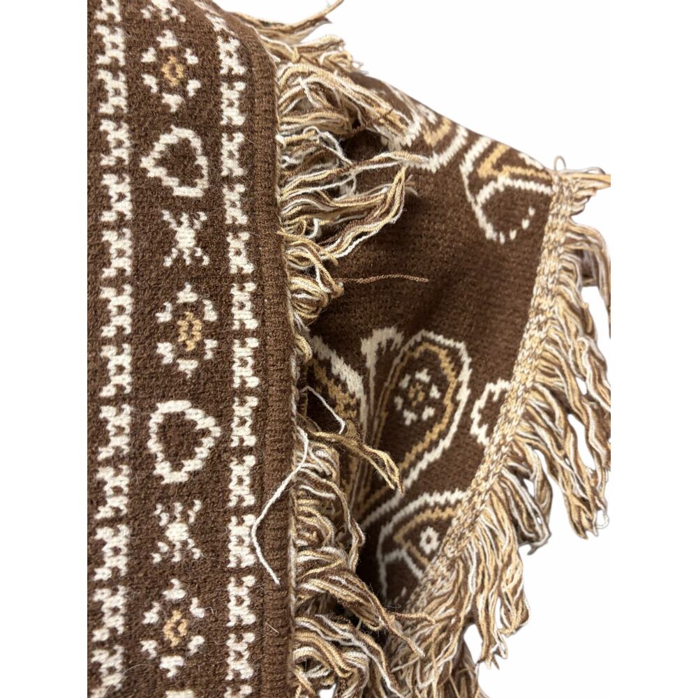 Orlinn Paris Brown Paisley Knit Fringe Belted Boho Western Vest NWT M - Picture 4 of 9